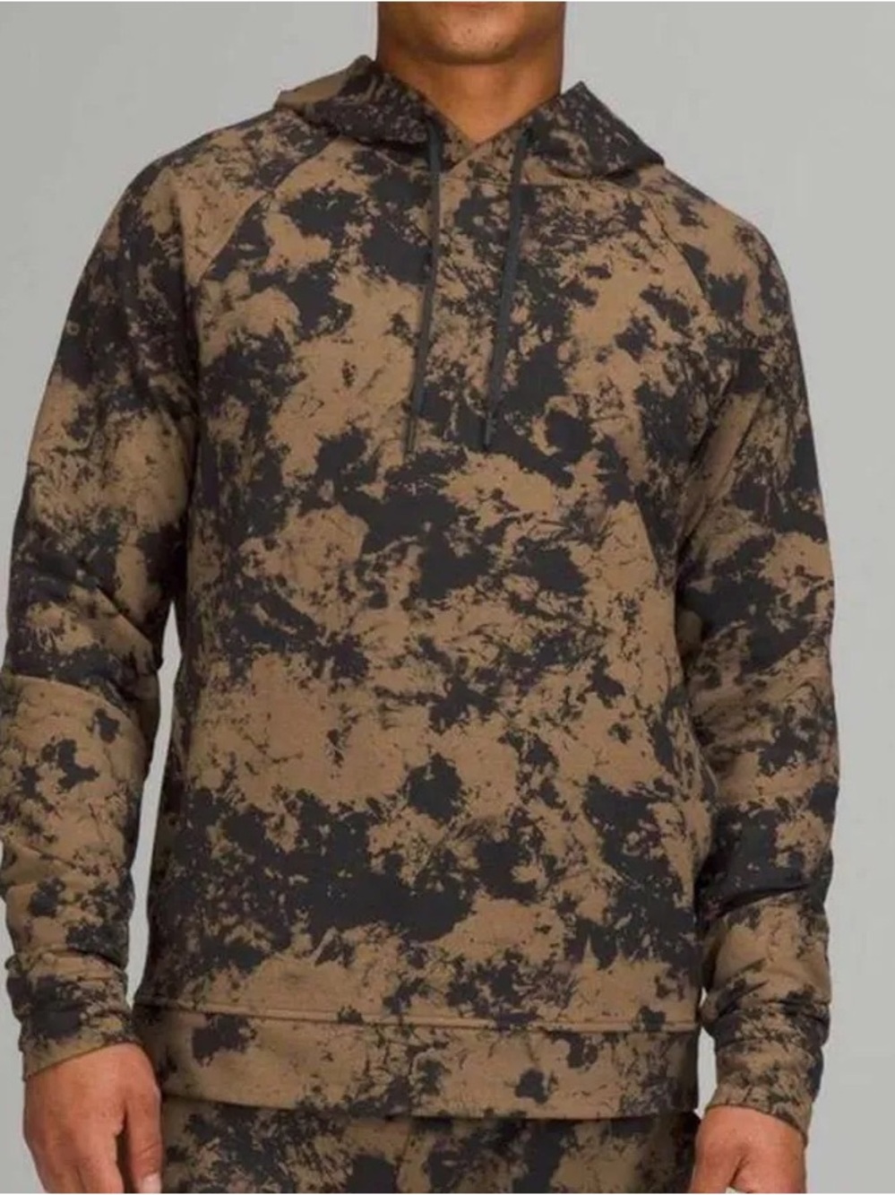lululemon athletica Men's Crewneck Hoodie in Brown and Black Tie-Dye